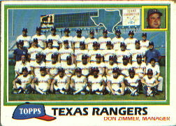1981 Topps Baseball Cards      673     Rangers Team CL#{Don Zimmer MG
